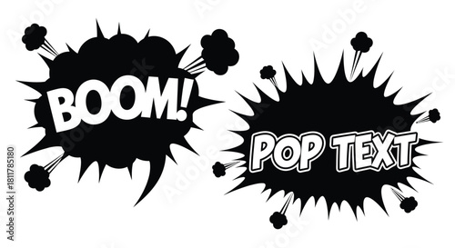Comic book explosion speech bubble with text and dynamic burst effect
