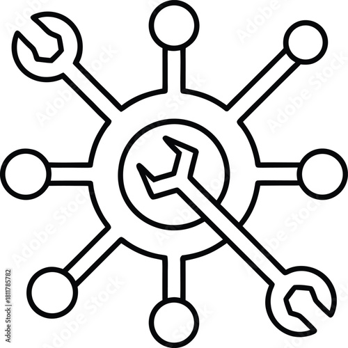 Technical support icon in clean minimal modern black and white style Vector illustration