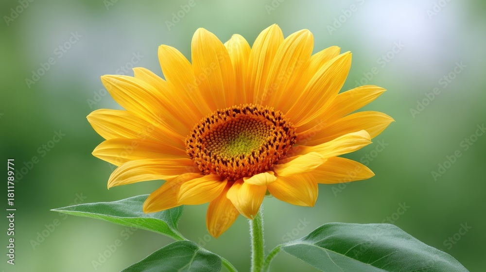Obraz premium Vibrant sunflower blossoms in full bloom against a soft green background, capturing the essence of summer and natural beauty in a stunning display of petals.