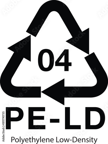 04 LDPE (PE-LD) Resin Identification Code Plastic Recycling Icon
