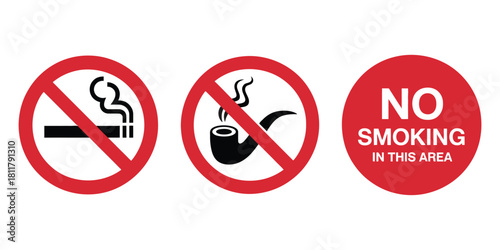 No Smoking Signs Collection - Prohibited Areas & Health Warnings