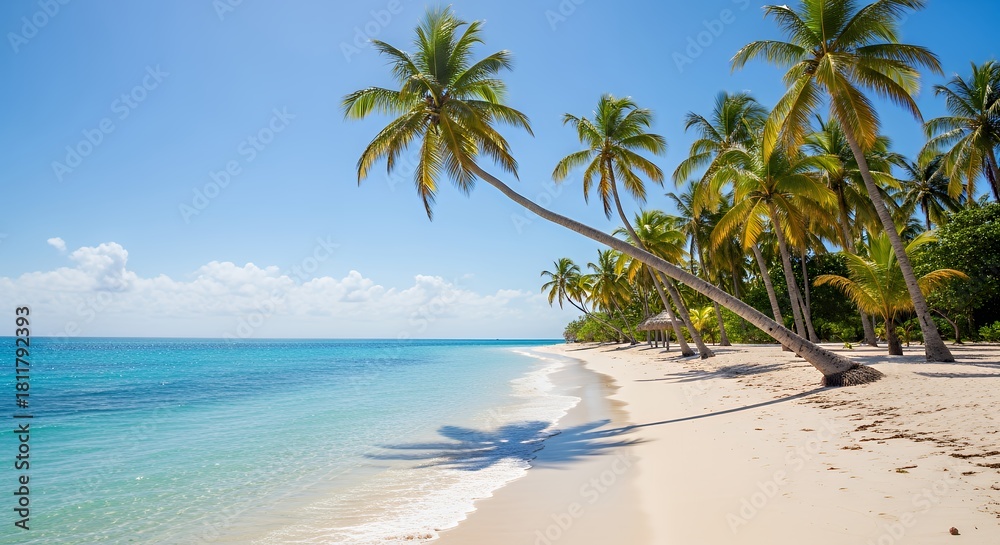 Obraz premium Tropical beach with palm trees and turquoise water