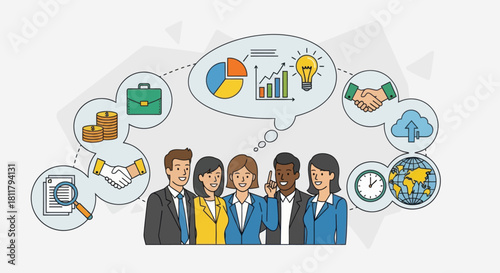 Collaborative Business Team with Innovative Growth and Financial