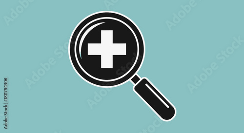 healthcare search icon magnifying glass with medical cross symbol on