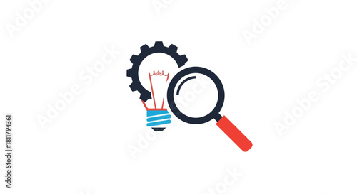 Innovative concept combining light bulb gear and magnifying glass