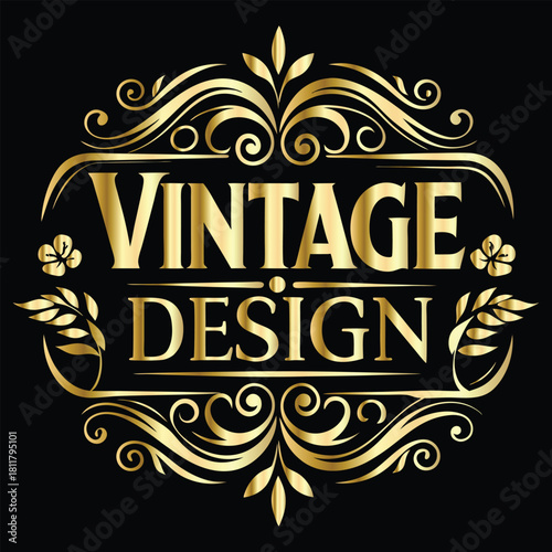 Vector golden frame. Elegant element for design in Eastern style, place for text. Floral golden border. Lace illustration for invitations and greeting cards.
Vintage gold frame on black background. 