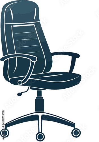 Ergonomic Office Chair Silhouette: Executive Desk Seating, Swivel Furniture Icon
