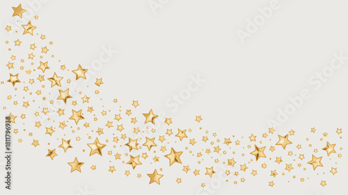 A white background with scattered golden stars falling diagonally from top to bottom.