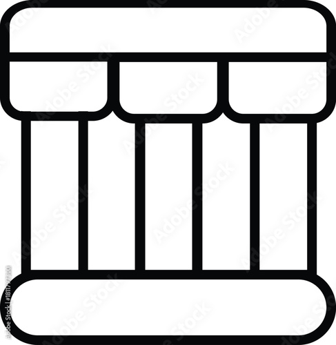 Bank, museum, or court building with columns outline icon