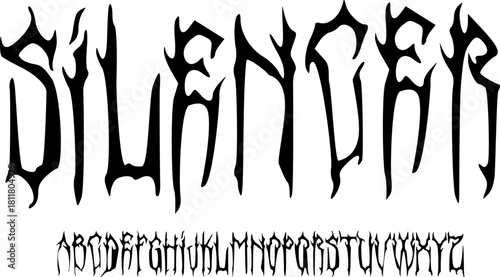 Silencer Metal Font – Sharp Gothic Alphabet Typeface for Extreme Logos, Dark Fantasy Branding, and Aggressive Typography Designs