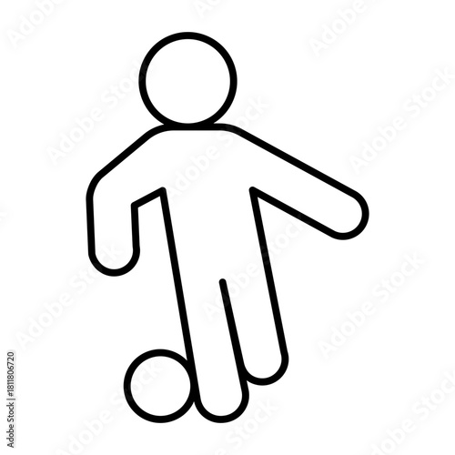 Football player thin line icon, football sport concept. Vector graphics. Sportsman with ball, soccer sign on white background, style icon mobile or web design.