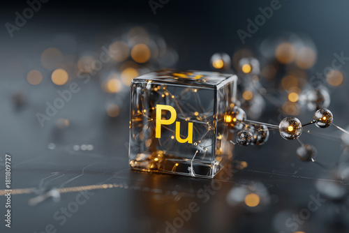 Marvel at the elegance of plutonium captured in a glowing design