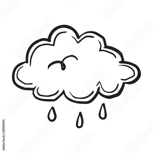 Bad Weather Cloud With Rain Icon Outline
