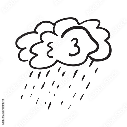 Bad Weather Cloud With Rain Icon Outline