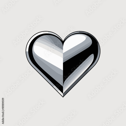 Modern 3d metallic heart icon with polished chrome surface – Ideal for digital icons, luxury branding, or clean design concepts.