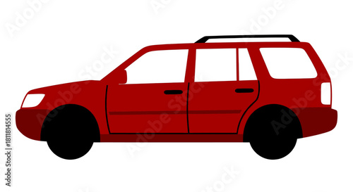 red station wagon vehicle side view illustration isolated on white background