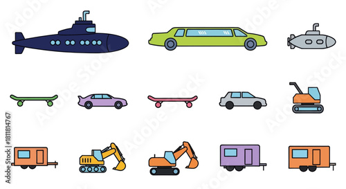 submarine limousine submersible vehicle transport construction equipment trailer skateboard car toy