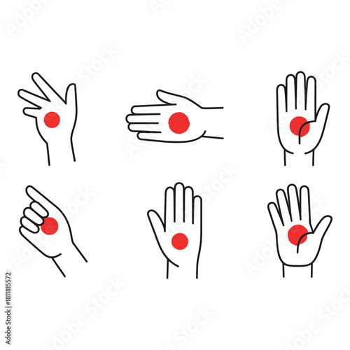 Illustration of hand pain and discomfort with red highlights