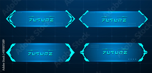 Set technology box or futuristic callout title. Vector illustration