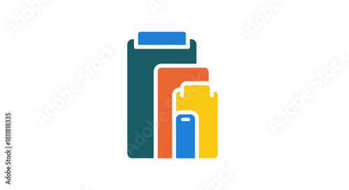 Minimalist Illustration of Various Sized Storage Devices in Bright