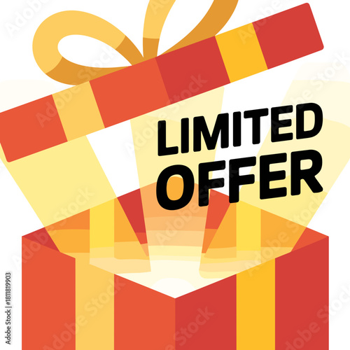 Glowing open gift box with limited offer text – Great for flash sales, promotions, or retail marketing.