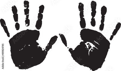  Hand print with left and right palm. Grunge silhouette vector illustration hand print isolated