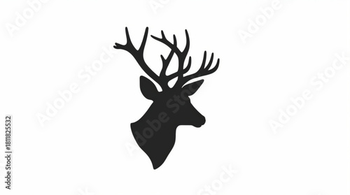 Deer's head black and white silhouette illustration