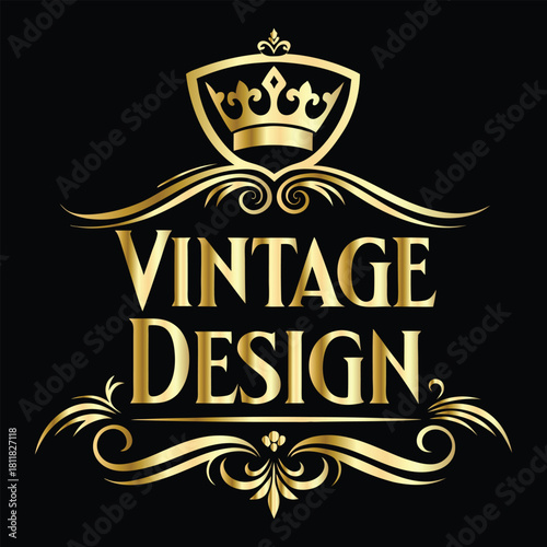 Vector golden frame. Elegant element for design in Eastern style, place for text. Floral golden border. Lace illustration for invitations and greeting cards.
Vintage gold frame on black background. 