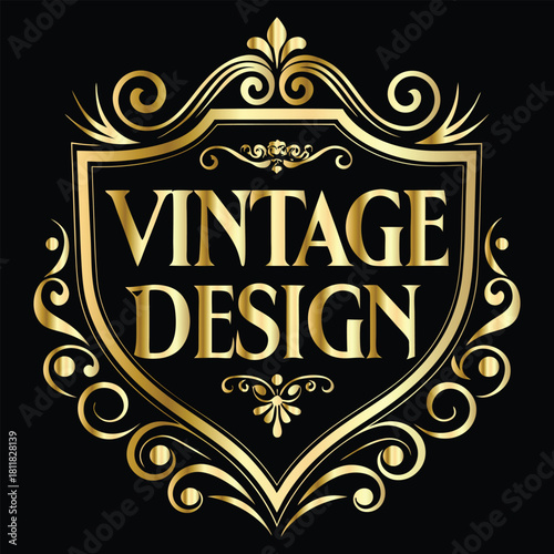 Vector golden frame. Elegant element for design in Eastern style, place for text. Floral golden border. Lace illustration for invitations and greeting cards.
Vintage gold frame on black background. 