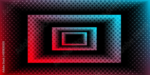 3D techno abstract background overlap layer on dark space with red blue glow effect decoration.