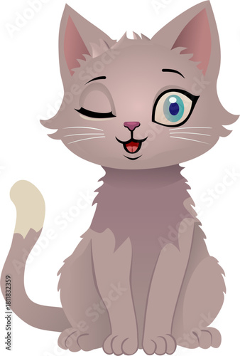 pretty kitten cartoonist vector illustration