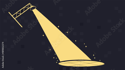 bright spotlight illuminates a dark black background, creating a dramatic contrast..eps