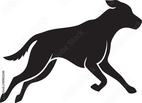 Dynamic Black Dog Running Silhouette Vector Illustration
