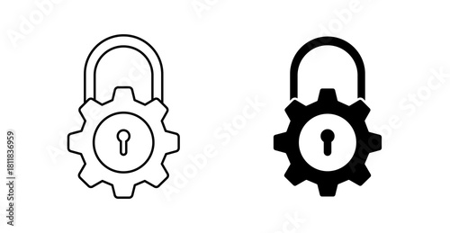 Gear Padlock Security Icon, Secure Settings