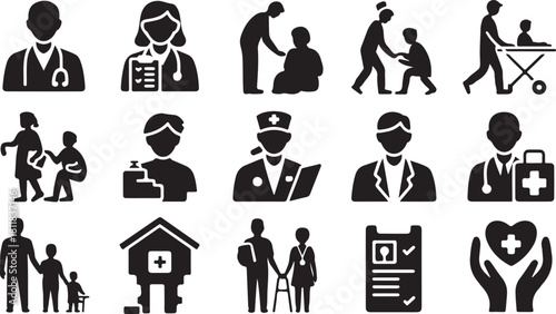 Healthcare and Medical Professional Icons doctor nurse