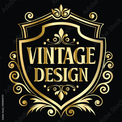 Vector golden frame. Elegant element for design in Eastern style, place for text. Floral golden border. Lace illustration for invitations and greeting cards.
Vintage gold frame on black background. 