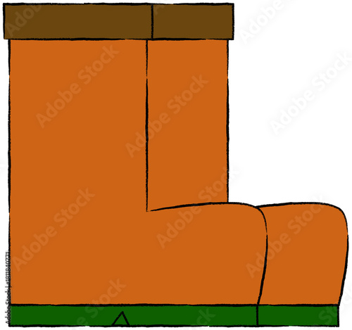 Brown rain boots clipart. Autumn rain boots cartoon clipart. PNG. Kids illustration