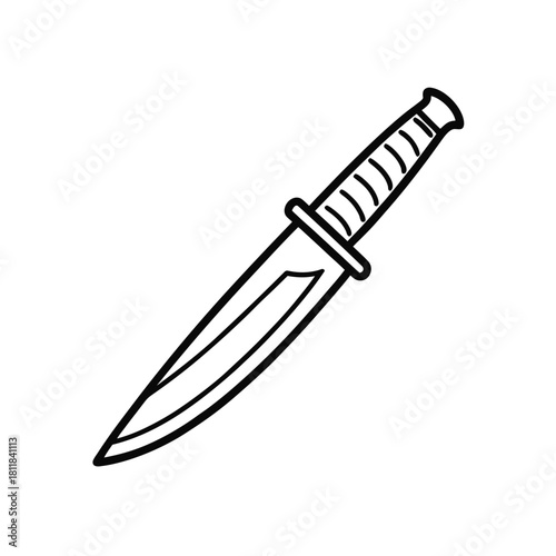 Sharp kitchen knife line art illustration on a clean white background