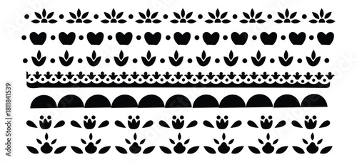 Horizontal border mexican ornament design vector illustration. Decorative hispanic folk divider template.