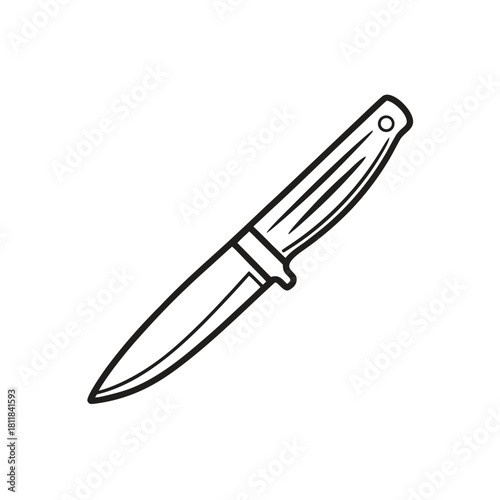 Clean line art illustration of a kitchen knife on a white background