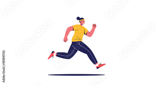 Energetic young woman in athletic wear running with great speed and determination symbolizing fitness and a healthy lifestyle.