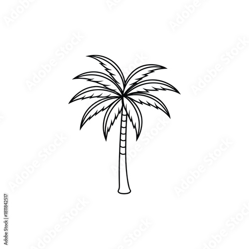 Simple palm tree outline graphic on a white background