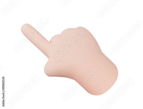 3d hand with click finger. Index finger points to the left. Stock vector illustration on isolated background. 