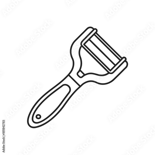 Modern kitchen peeler outline icon on white background