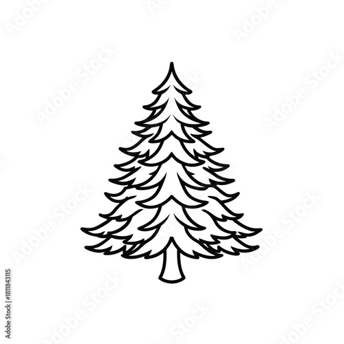 Simple pine tree outline graphic on white background
