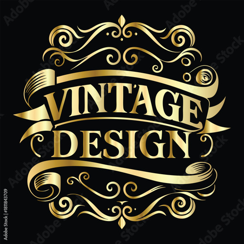 Vector golden frame. Elegant element for design in Eastern style, place for text. Floral golden border. Lace illustration for invitations and greeting cards.
Vintage gold frame on black background. 