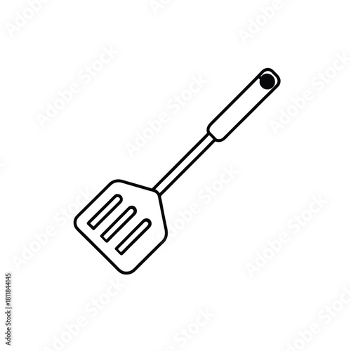 Simple line art drawing of a kitchen spatula on a white background