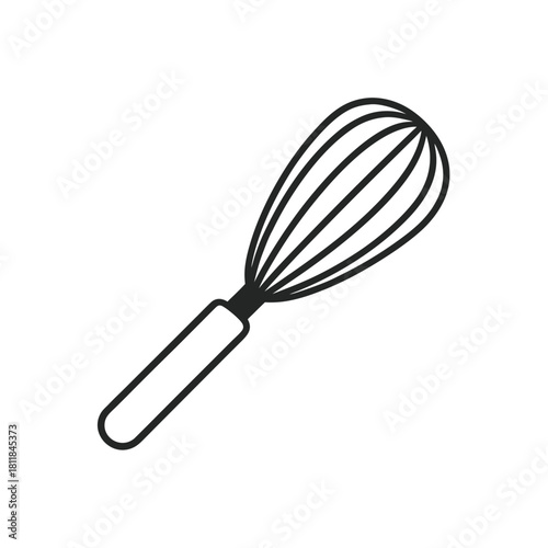 Simple outline of a kitchen whisk on a clean white background