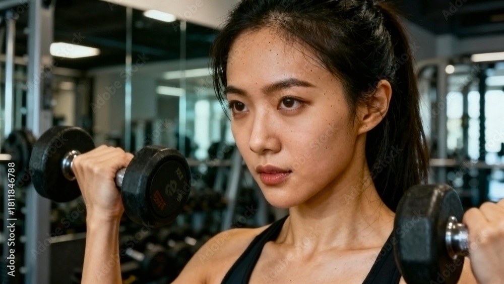 Obraz premium young woman asia working out in gym