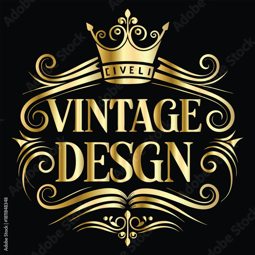 Vector golden frame. Elegant element for design in Eastern style, place for text. Floral golden border. Lace illustration for invitations and greeting cards.
Vintage gold frame on black background. 